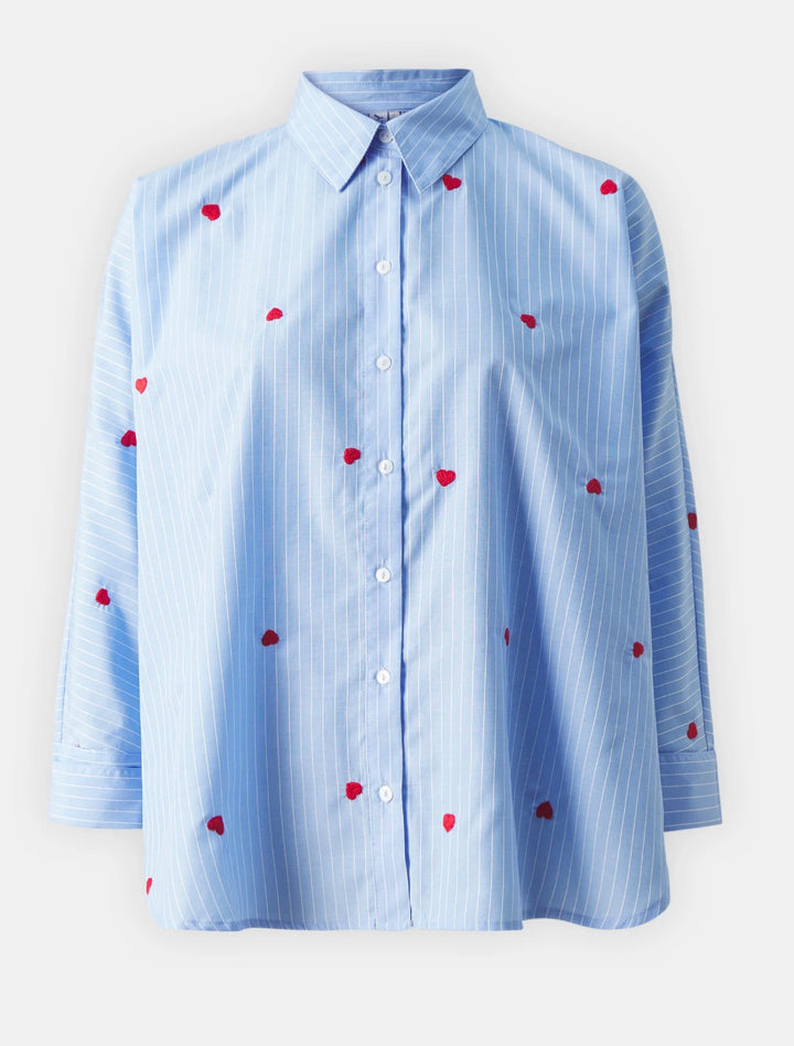 Only OnlNew Heart Shirt, Blue/Red