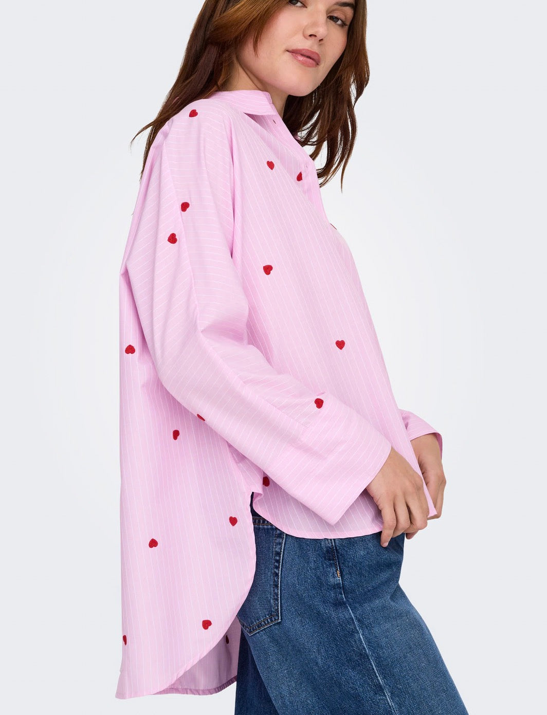 Only OnlNew Heart Shirt, Pink/White