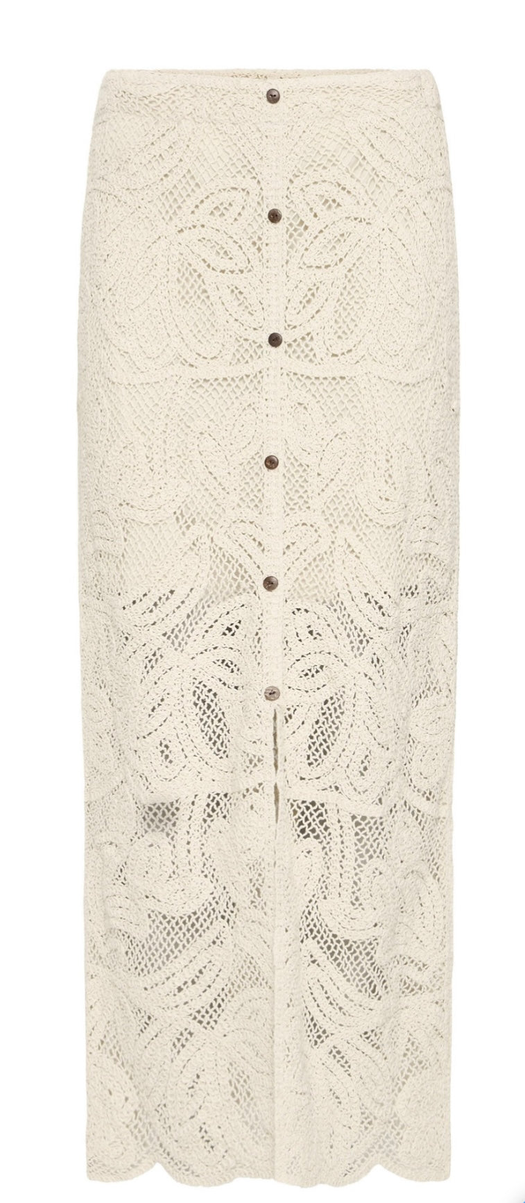 Fransa Prim Crochet Skirt, Oatmeal