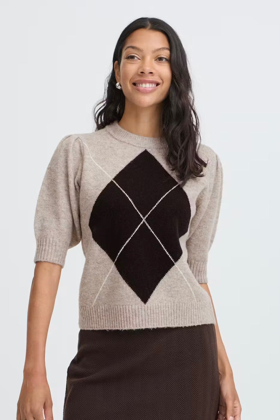Byoung Byosmilla SS Jumper, Humus Argyle