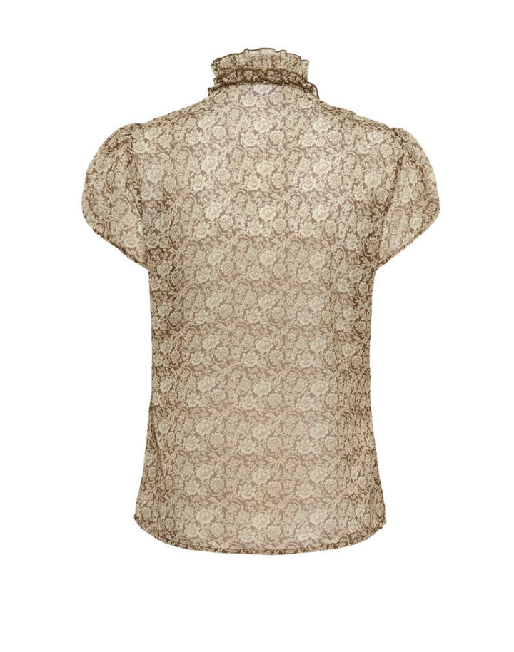 Saint Tropez Lilja Crinkle Blouse, Dark Earth Flower Paper