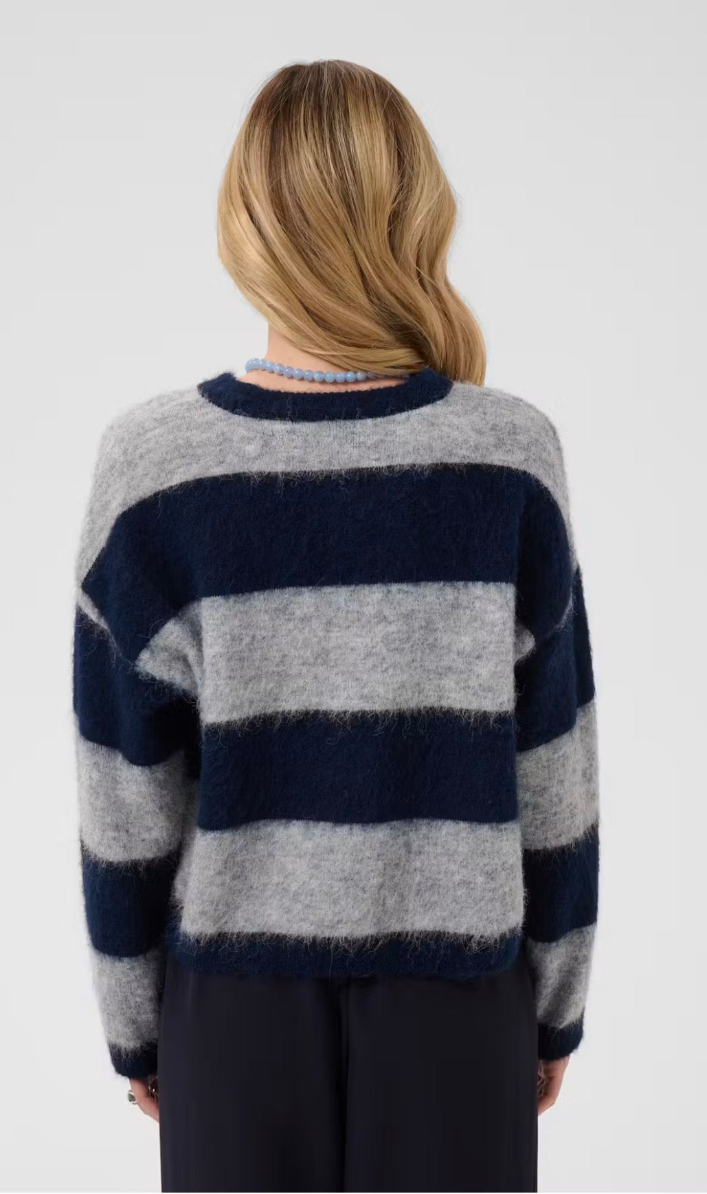 Saint Tropez Tayzie Pullover, Navy Grey Stripe
