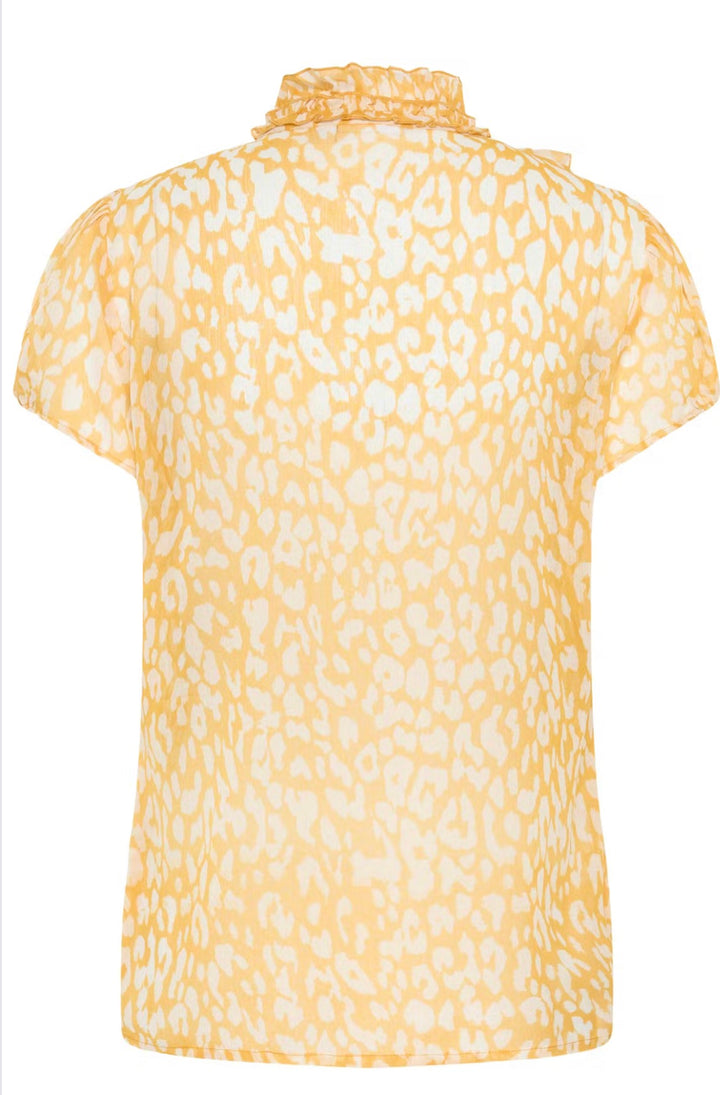 Saint Tropez Lilja Crinkle Shirt, Golden Apricot Leopard