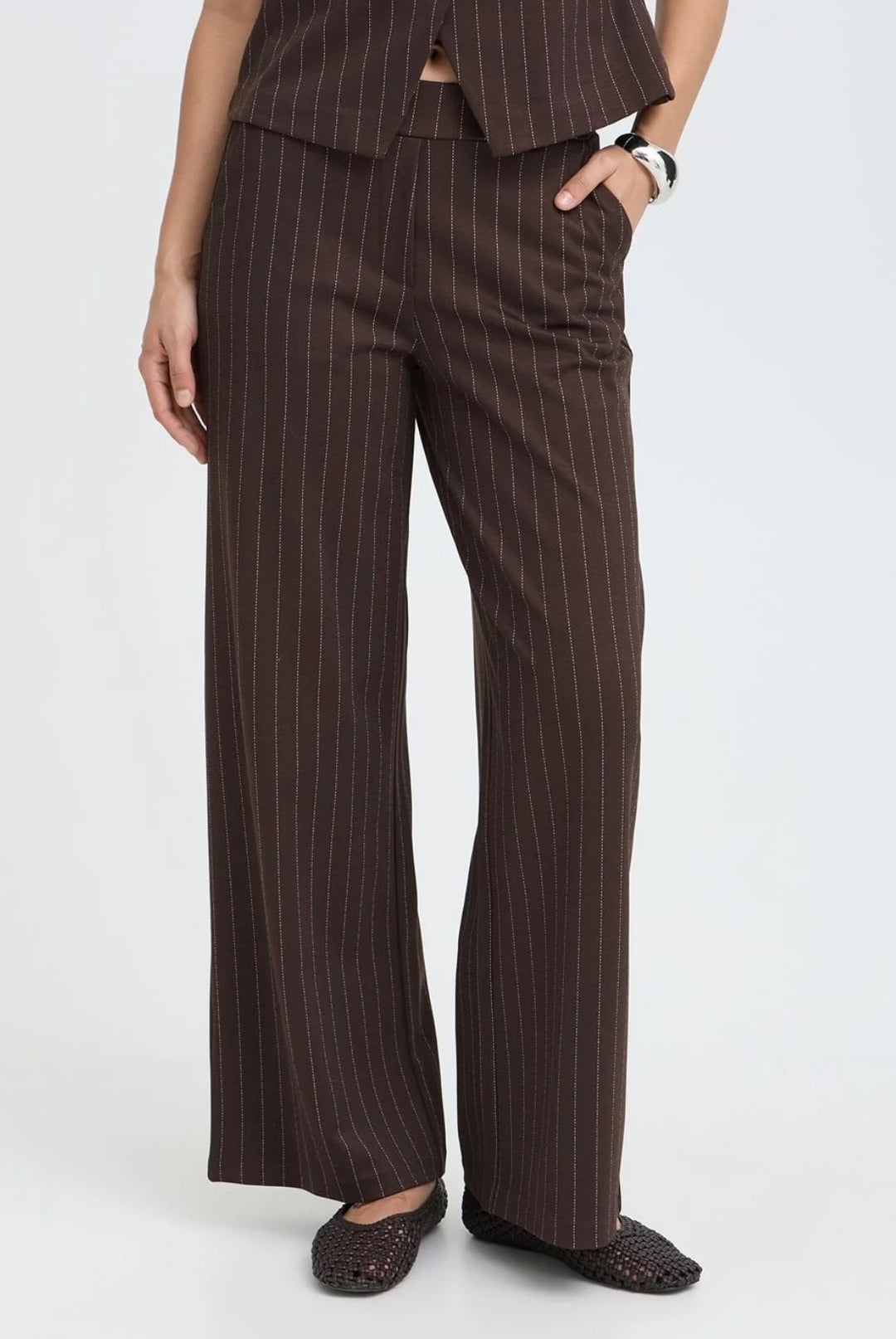 Byoung ByRowan Wide Pants, Java Pinstripe