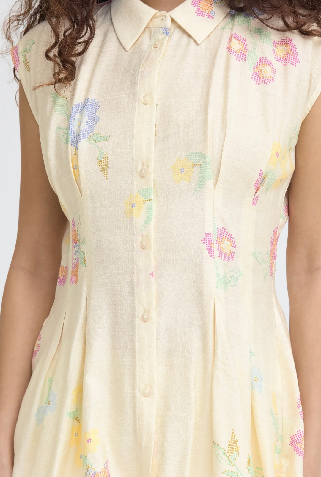Ichi Ginni Shirt, Cross Stitch Flowers