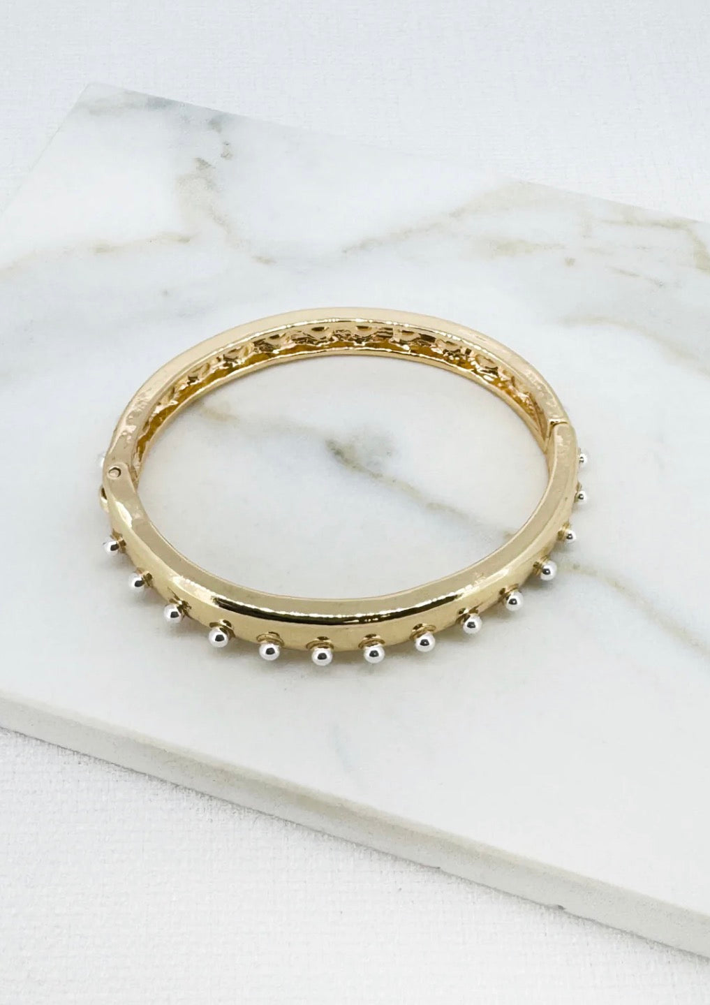 Envy Gold Bangle with Silver Studs
