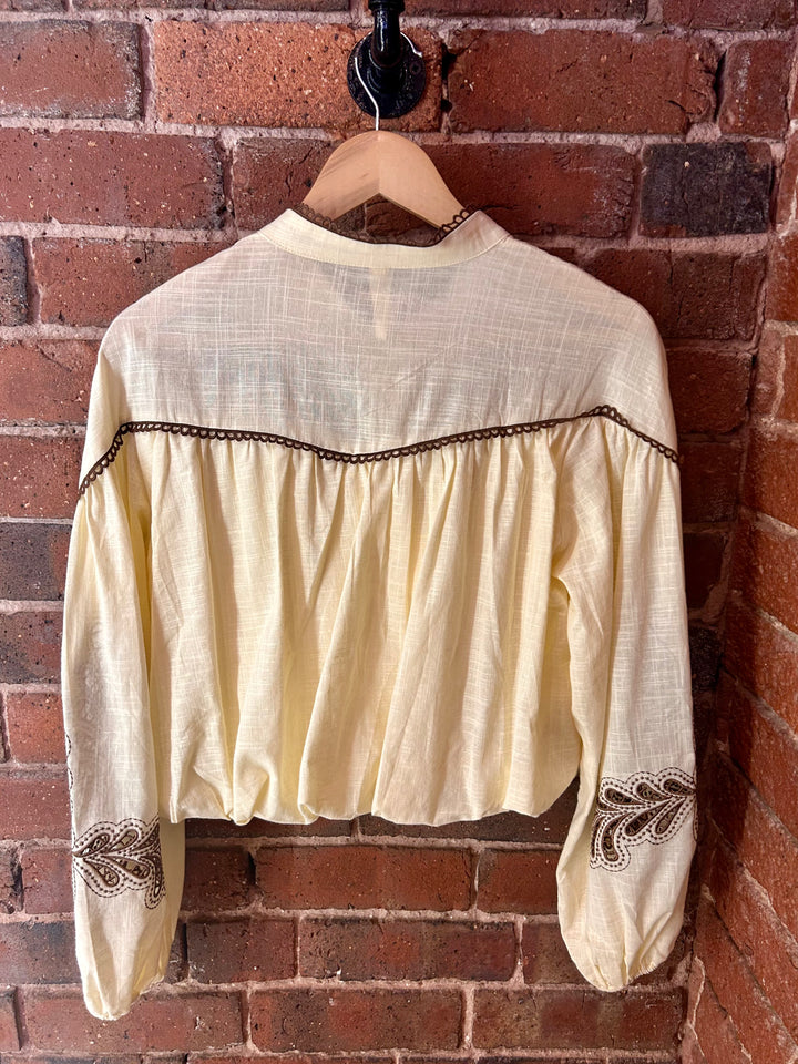 Embroidered Puff Shirt, Cream