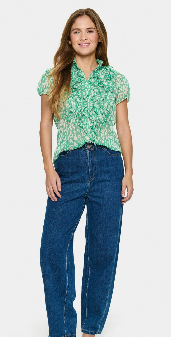 Saint Tropez Lilja Crinkle Shirt, Jelly Bean Ice Leopard