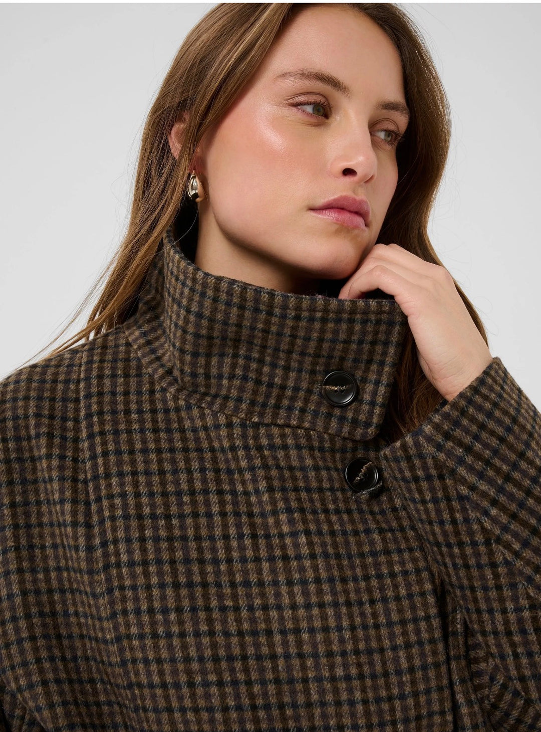 Saint Tropez Silja Coat, Tan Brown Check