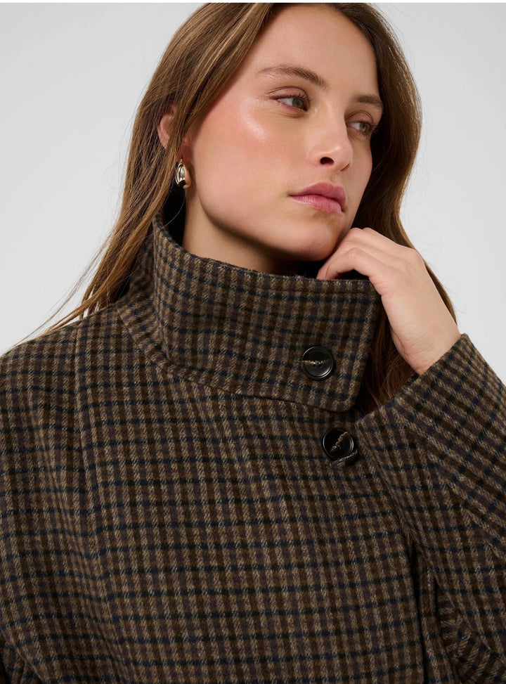 Saint Tropez Silja Coat, Tan Brown Check