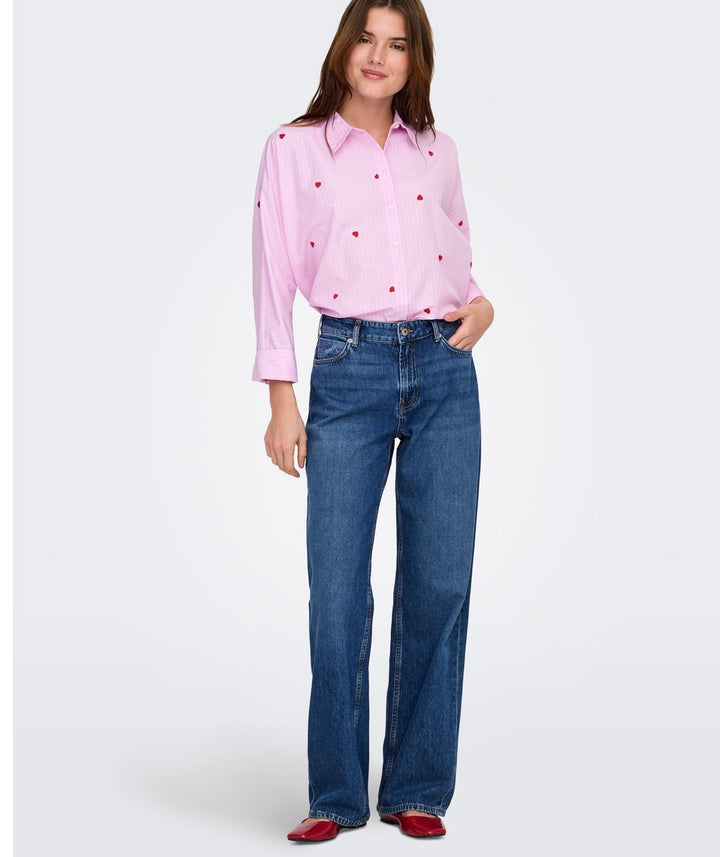 Only OnlNew Heart Shirt, Pink/White