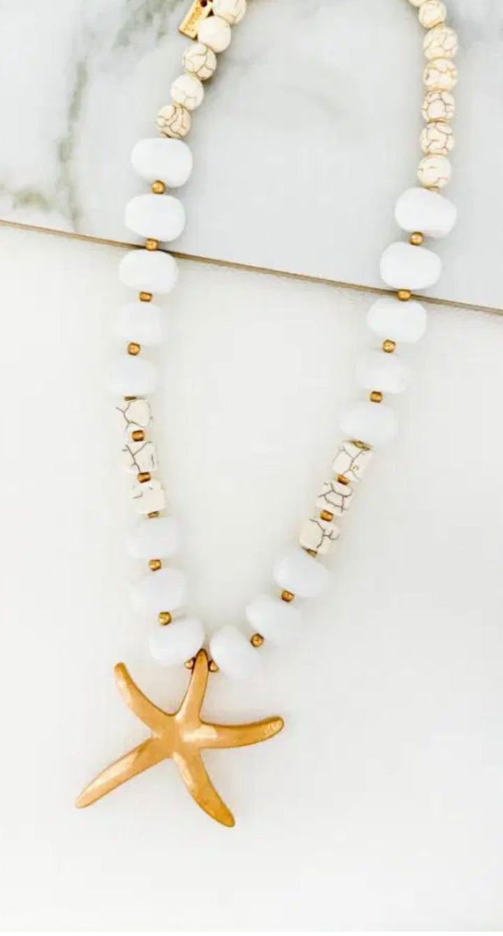 Envy Chunky Marble Beaded Starfish Necklace