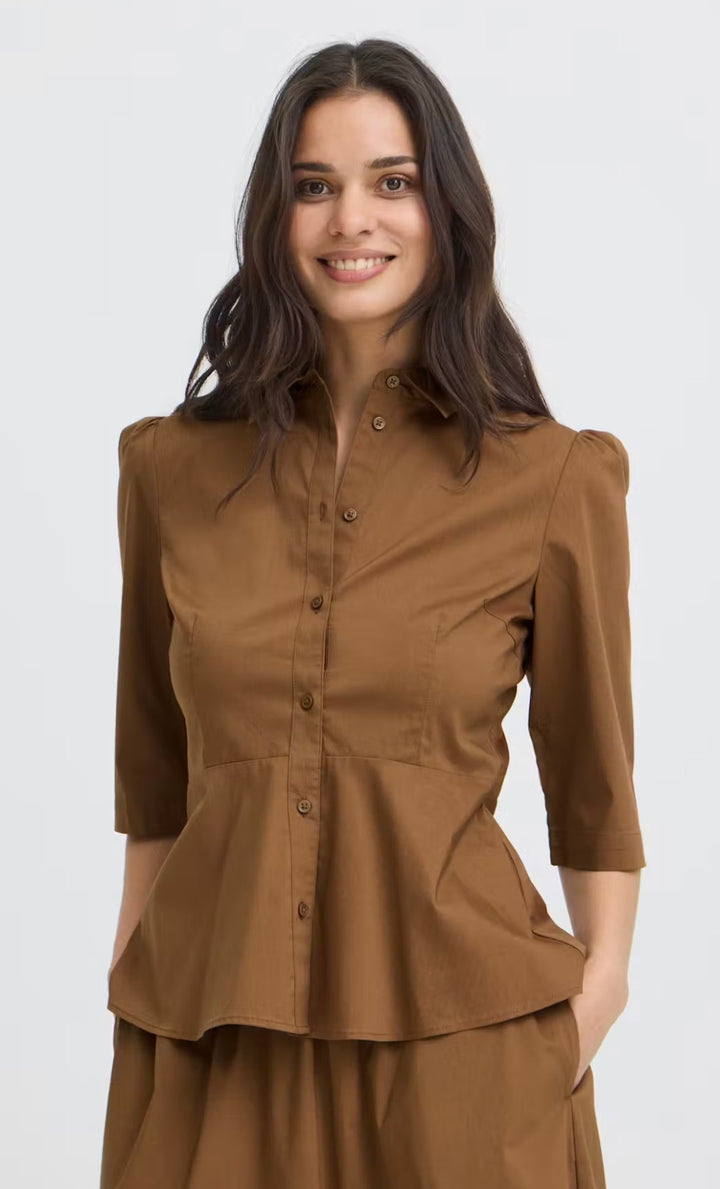 Byoung Byissali Peplum Shirt, Sepia