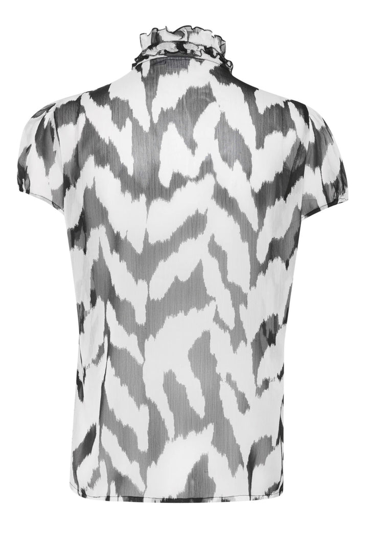 Saint Tropez Lilja Crinkle Shirt, Black Monochrome Strokes