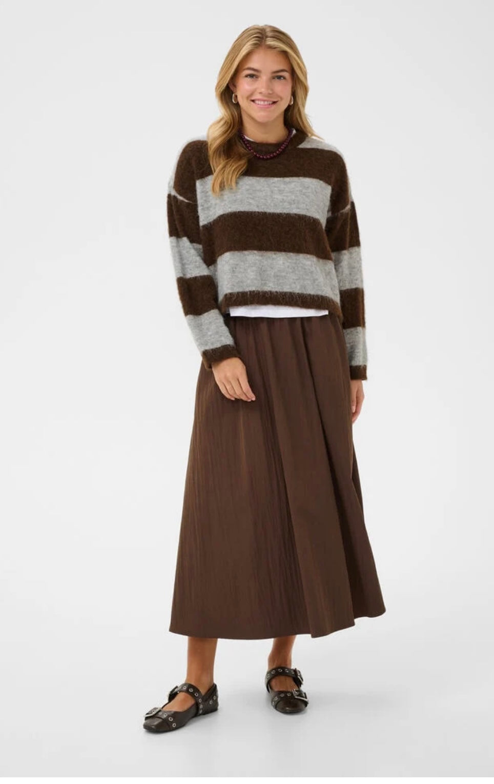 Saint Tropez Tayzie Pullover, Chocolate Grey Stripe