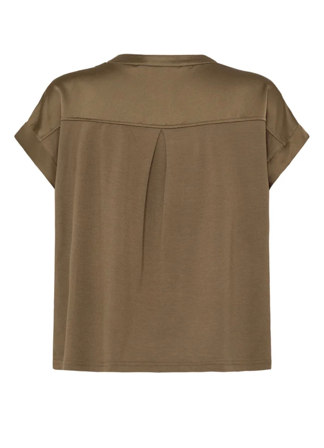 Byoung Byselita V Placket Neck Top, Sepia