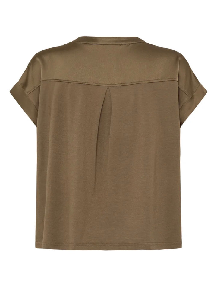 Byoung Byselita V Placket Neck Top, Sepia