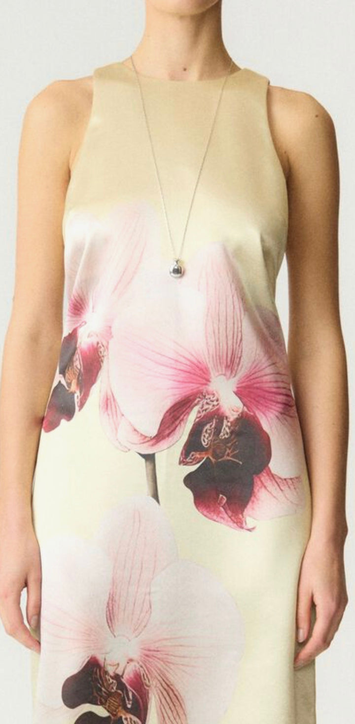 Yas Yasorchida Satin Long Dress, Anise Flower