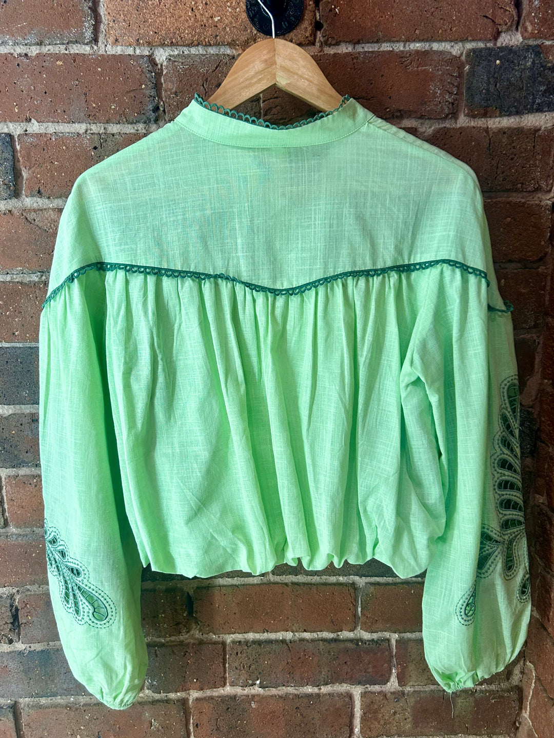Embroidered Puff Shirt, Green