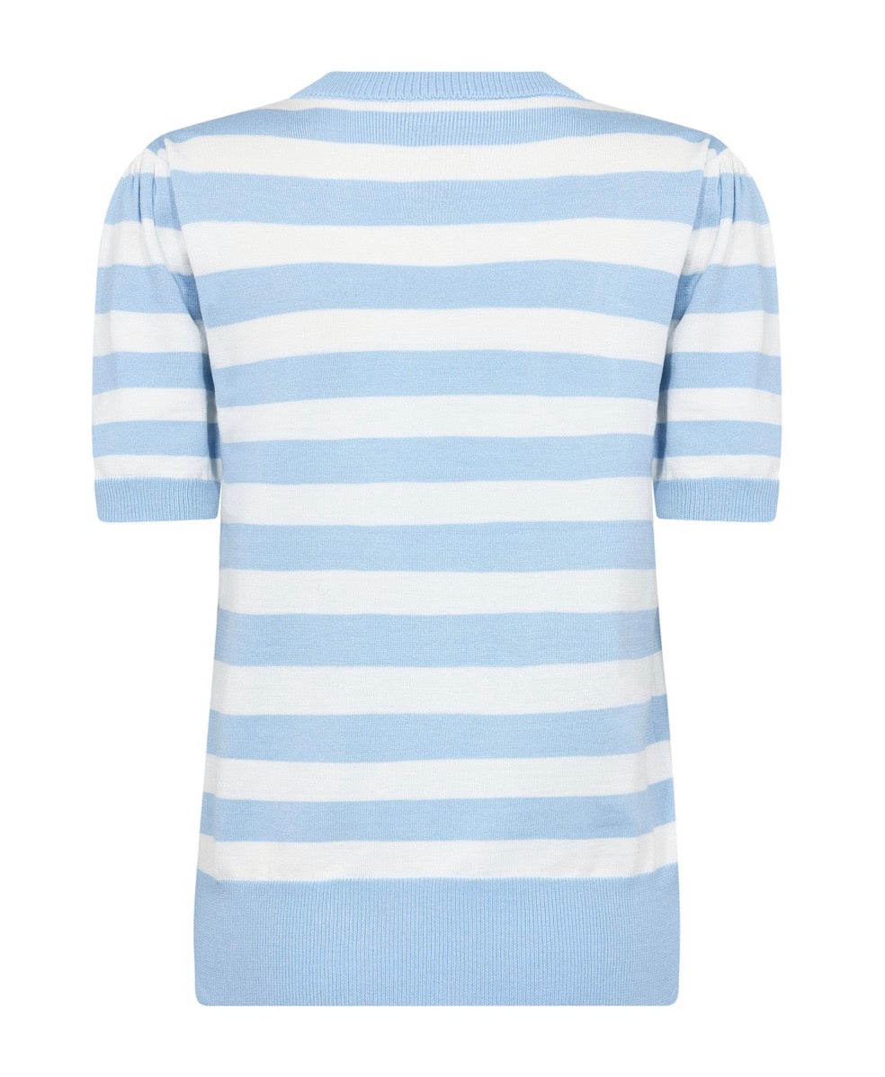 Saint Tropez Mila SS Block Stripe Pullover, Airy Blue Ice