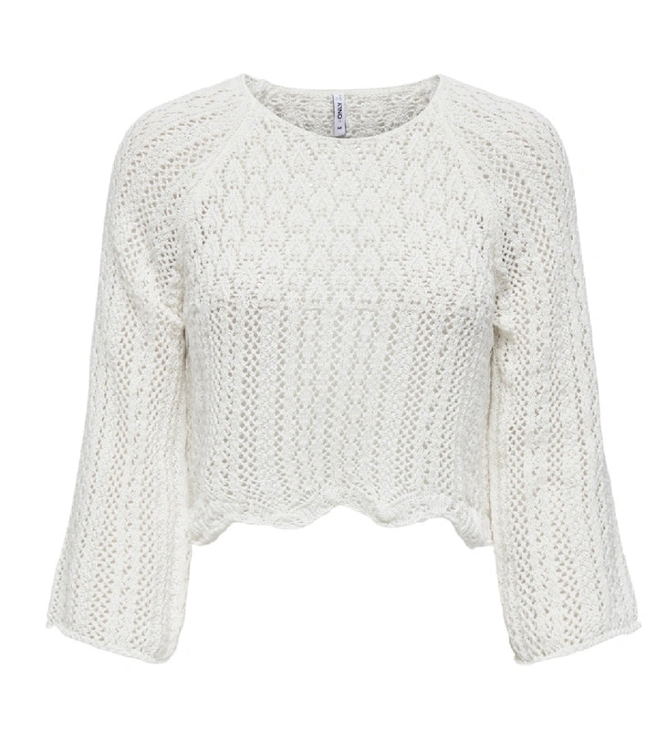 Only Nola Crochet Pullover, Cloud Dancer