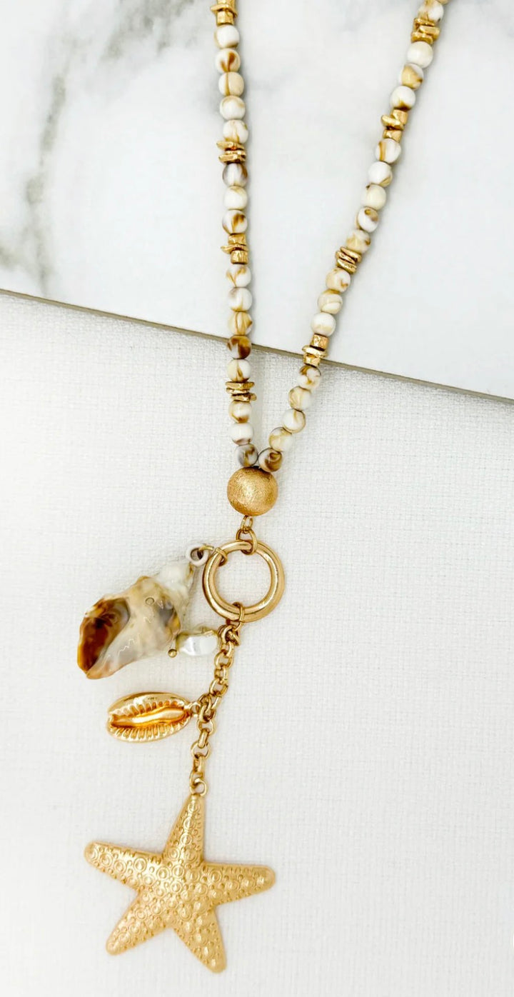 Envy Long Beaded Sealife Charm Necklace