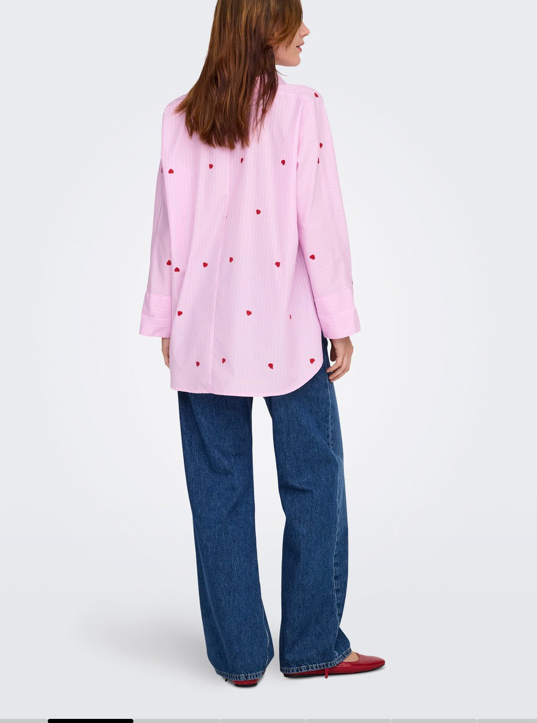 Only OnlNew Heart Shirt, Pink/White