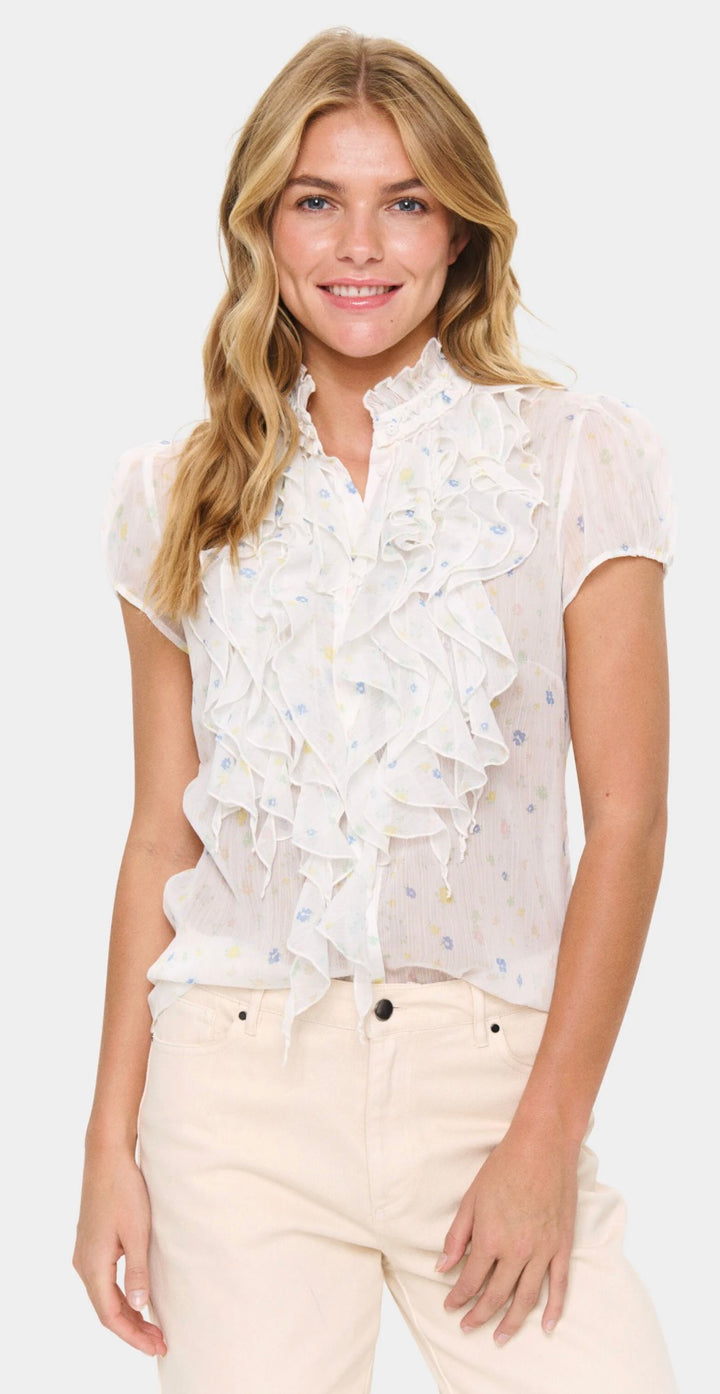Saint Tropez Lilja Crinkle Shirt, Ice Multi Pastel Blooms