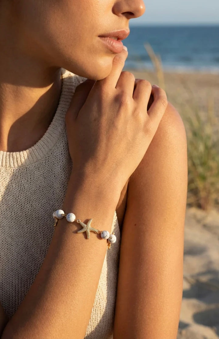 Envy Marble Beaded and Starfish T Clasp Bracelet