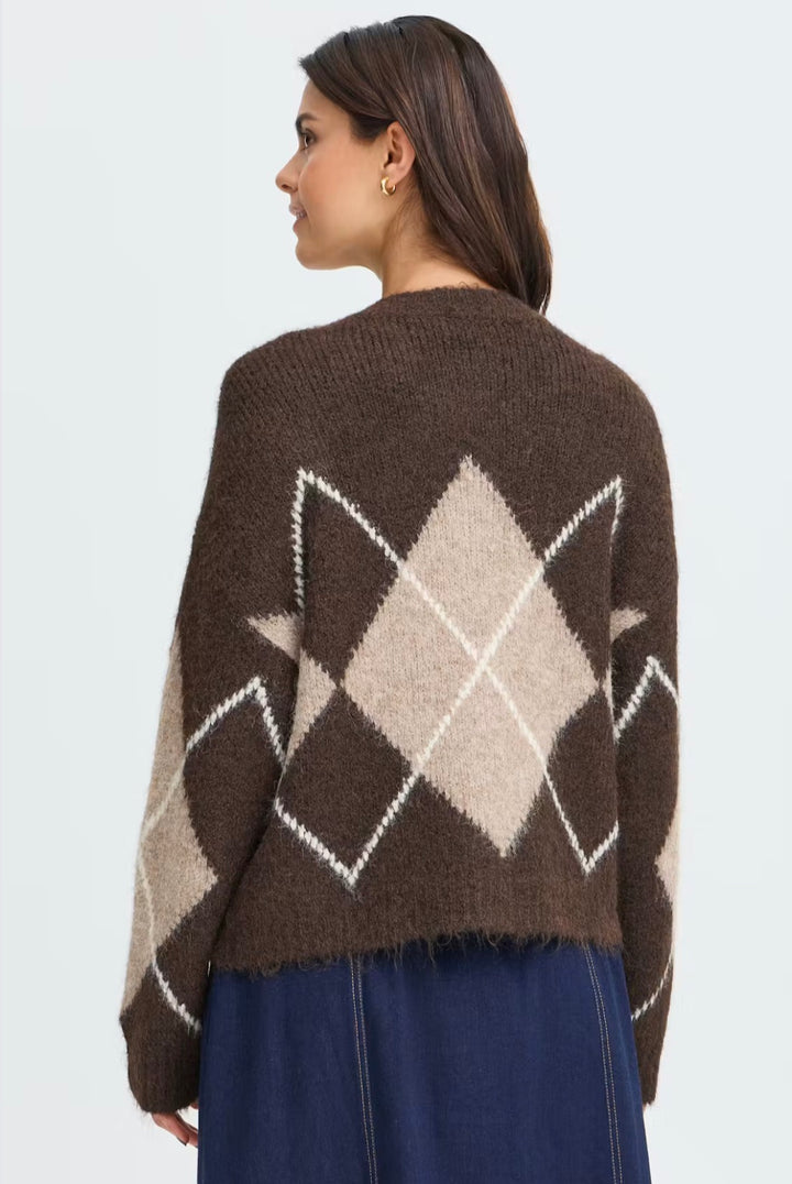 Fransa FrCharleen Cardigan, Hot Fudge check