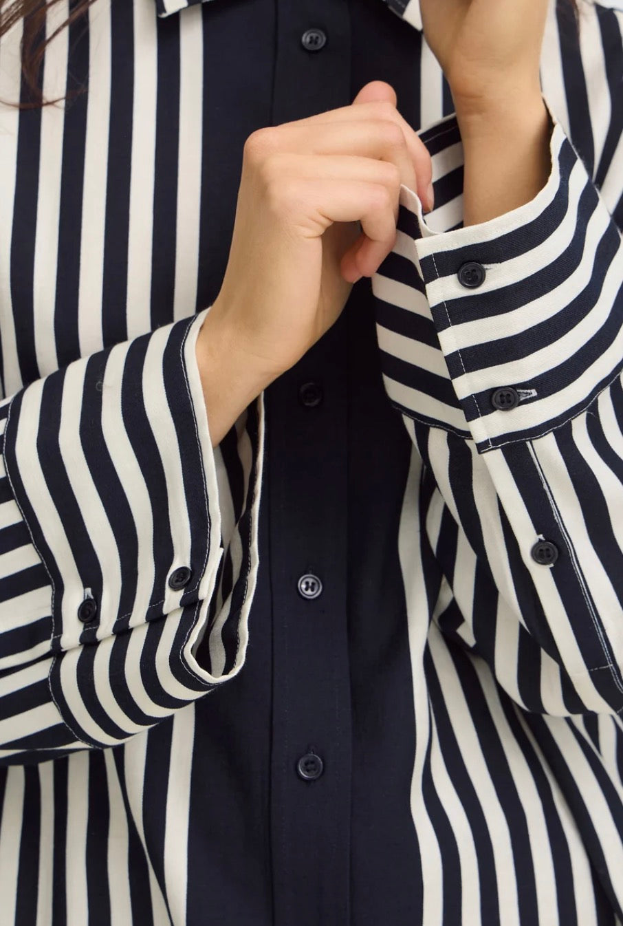 Fransa Fralday Shirt, Salute Whisper White Stripe