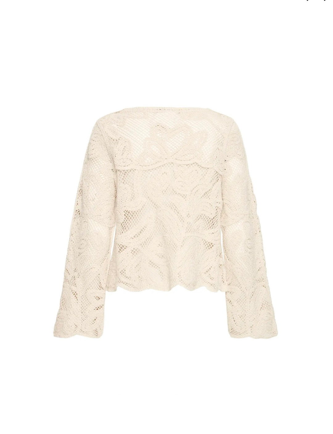 Fransa Prim Crochet Cardigan, Oatmeal