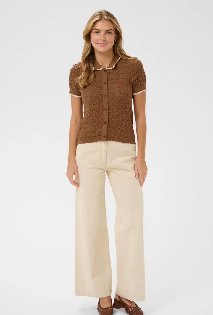 Saint Tropez Ronette Polo Cardigan, Toasted Coconut
