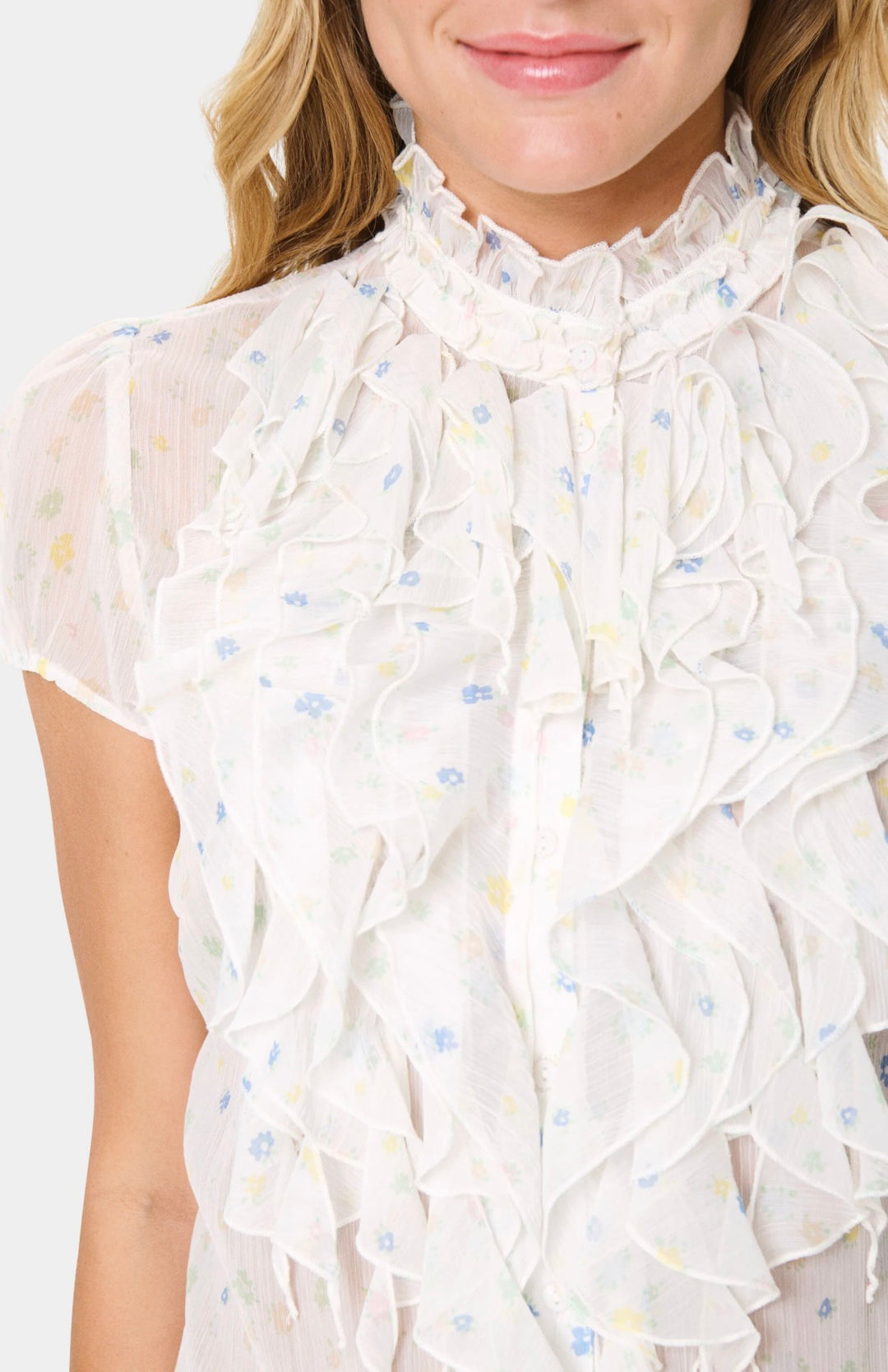 Saint Tropez Lilja Crinkle Shirt, Ice Multi Pastel Blooms