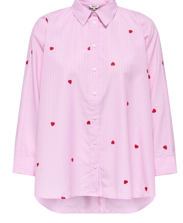 Only OnlNew Heart Shirt, Pink/White
