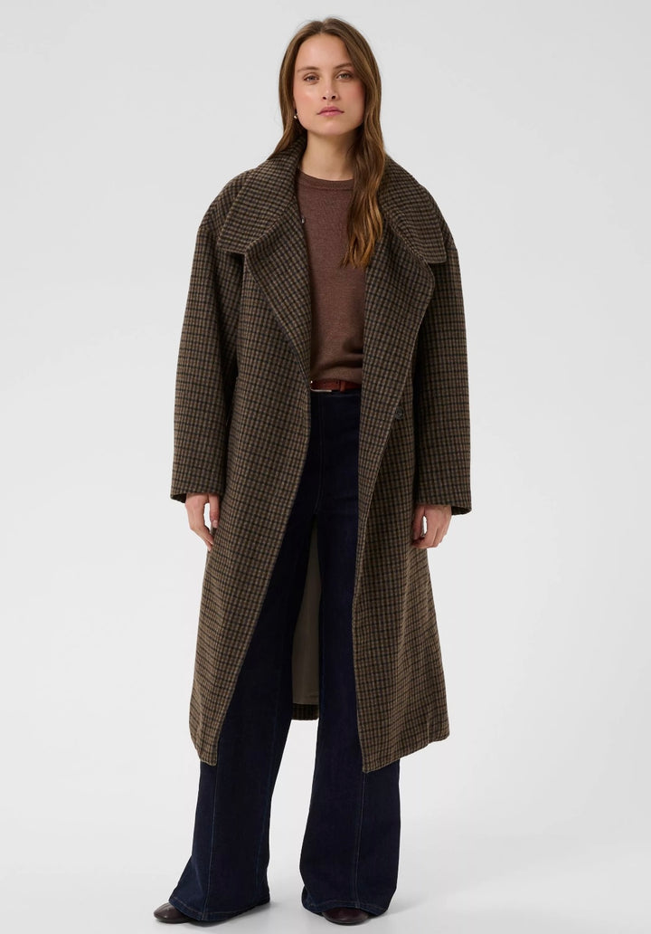 Saint Tropez Silja Coat, Tan Brown Check