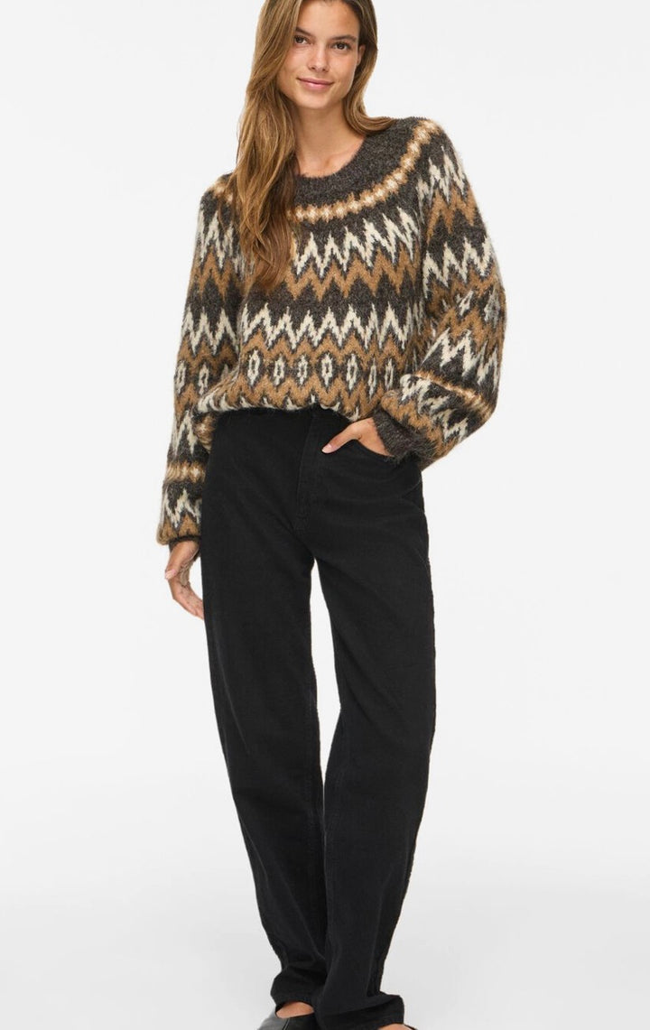 Vila Vibows Jacquard Knit, Coffee Bean