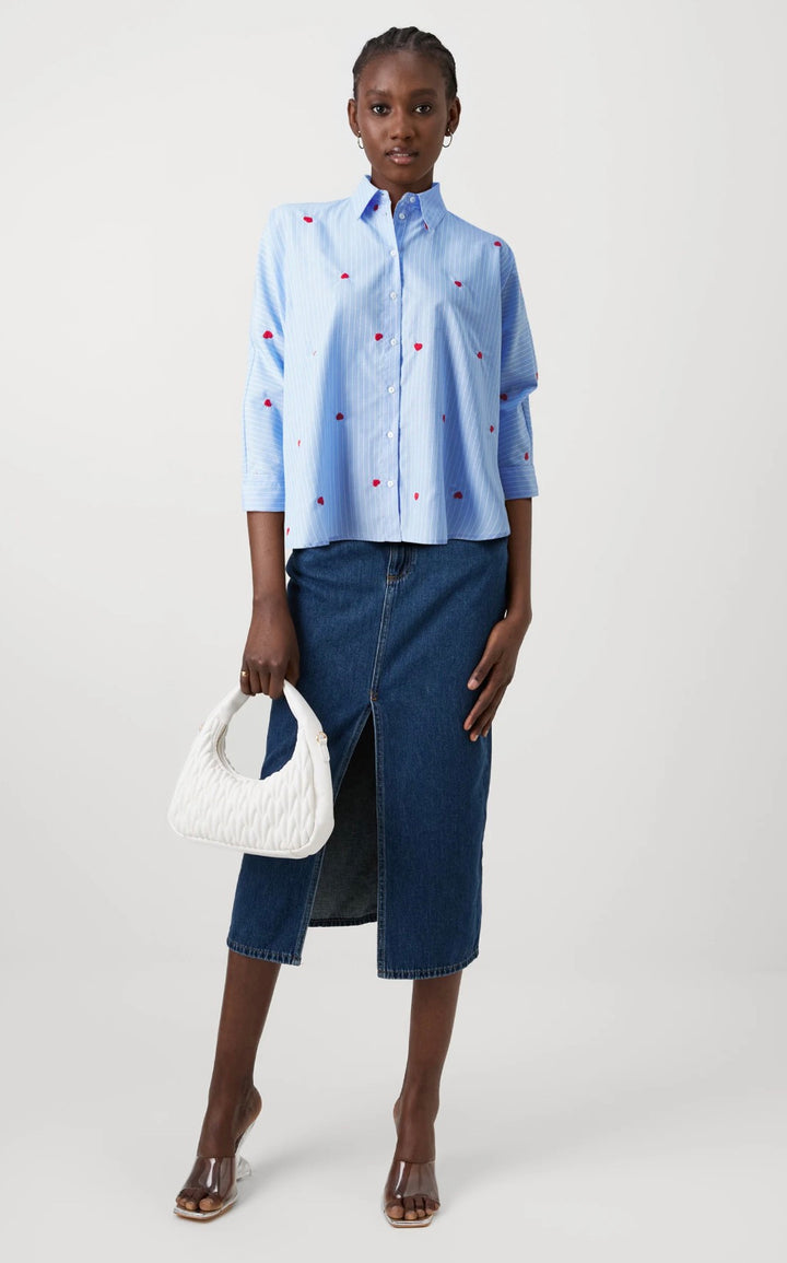 Only OnlNew Heart Shirt, Blue/Red