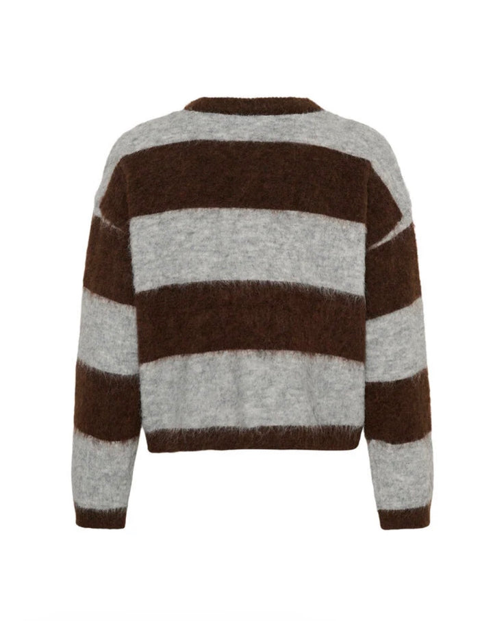 Saint Tropez Tayzie Pullover, Chocolate Grey Stripe
