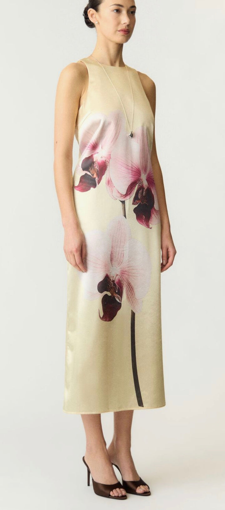Yas Yasorchida Satin Long Dress, Anise Flower