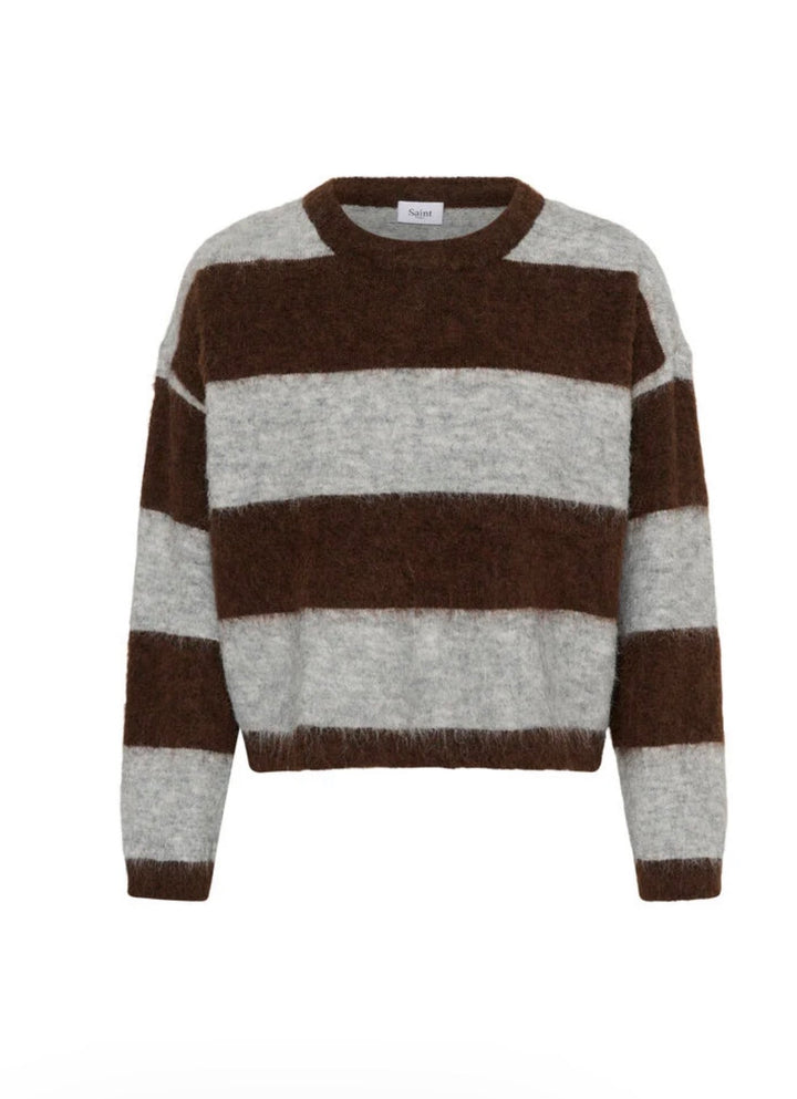 Saint Tropez Tayzie Pullover, Chocolate Grey Stripe