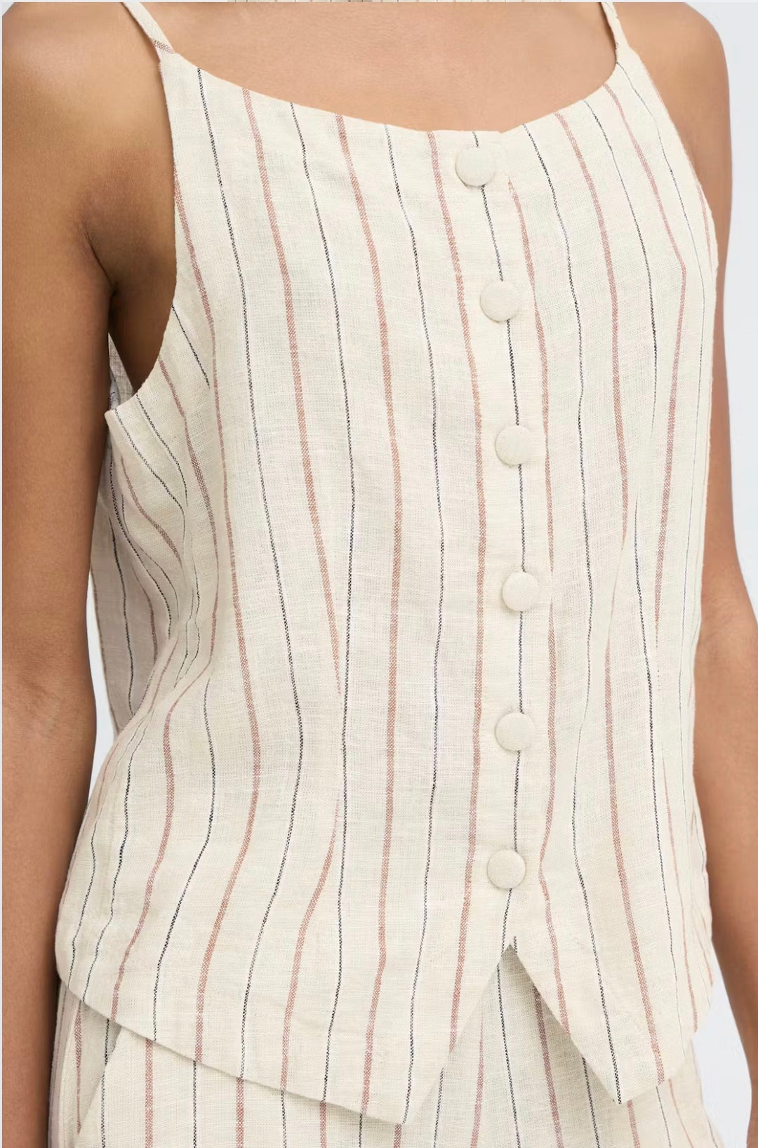 Ichi IhLinno Waistcoat, Brown Stripe