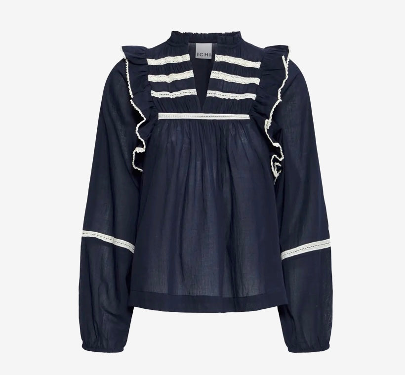 Ichi IhVoilana LS Shirt, Maritime Blue