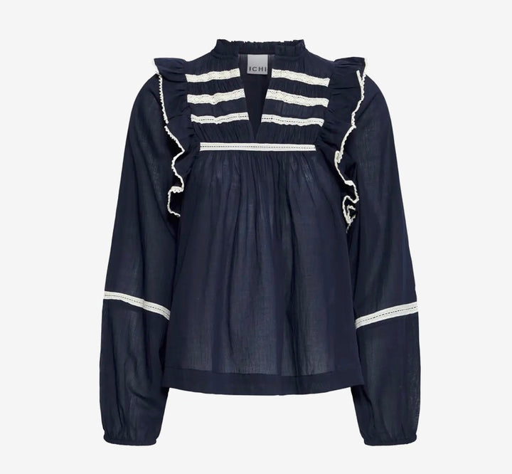 Ichi IhVoilana LS Shirt, Maritime Blue