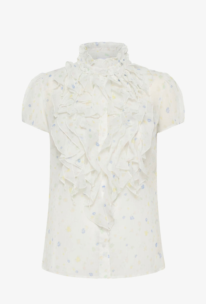 Saint Tropez Lilja Crinkle Shirt, Ice Multi Pastel Blooms