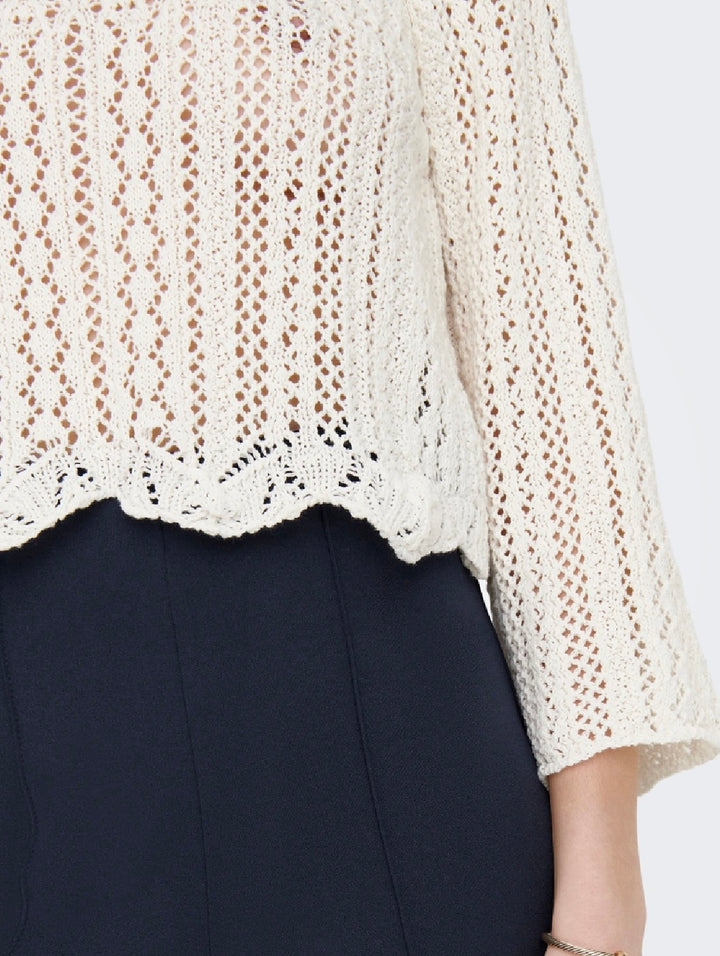 Only Nola Crochet Pullover, Cloud Dancer