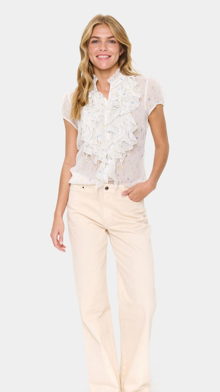 Saint Tropez Lilja Crinkle Shirt, Ice Multi Pastel Blooms