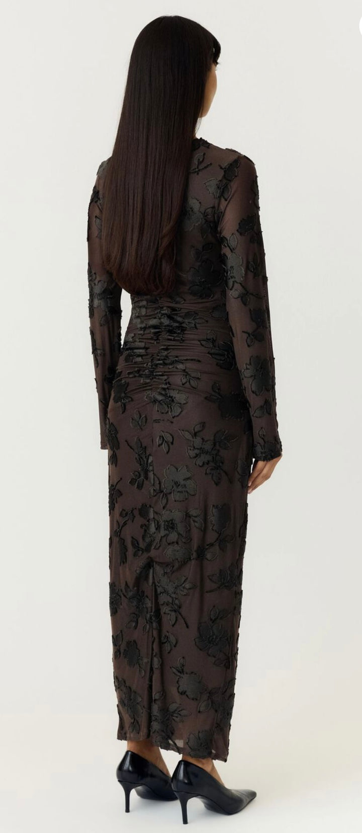 YAS Yasmerena Long Dress, Coffee Bean & Black