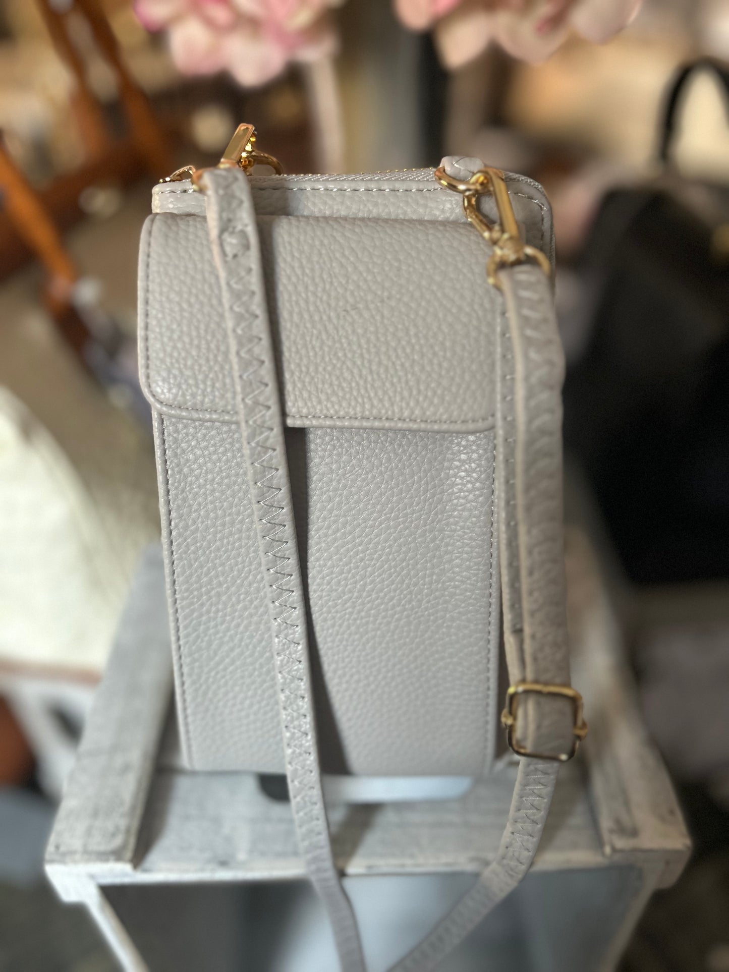 Pale Grey Purse/Phone Crossbody Bag