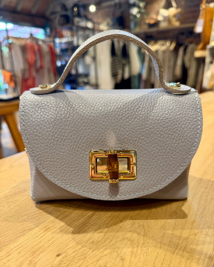 Real Leather Small Toggle Bag, Pale Blue